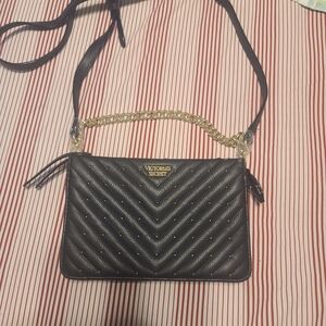 Victoria's Secret Black Chevron Crossbody Bag